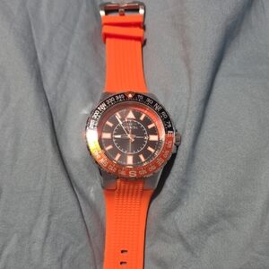 Invicta Orange Silicone Strap Watch with Black Dial